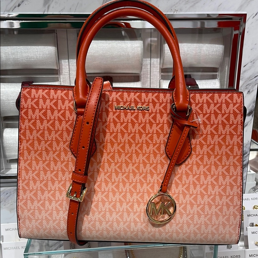 Michael Kors Sheila Medium Ombré Signature Logo Satchel Shoulder Crossbody Bag